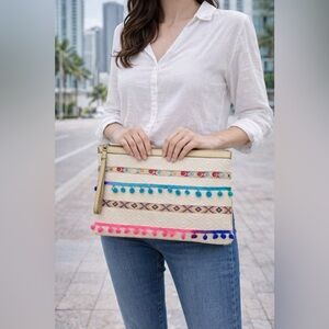 New Neiman Marcus Clutch Hang Bang Black Metallic